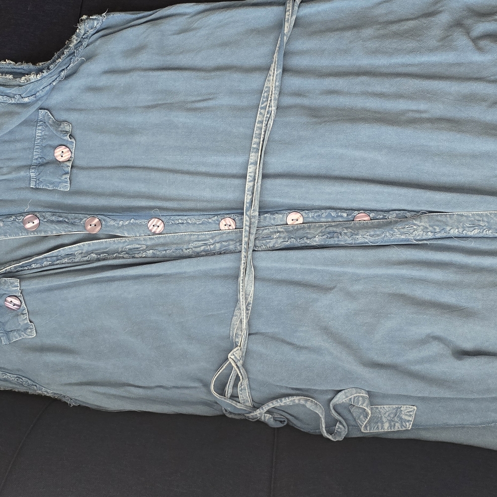 Stylish Blue Button-Up Dress